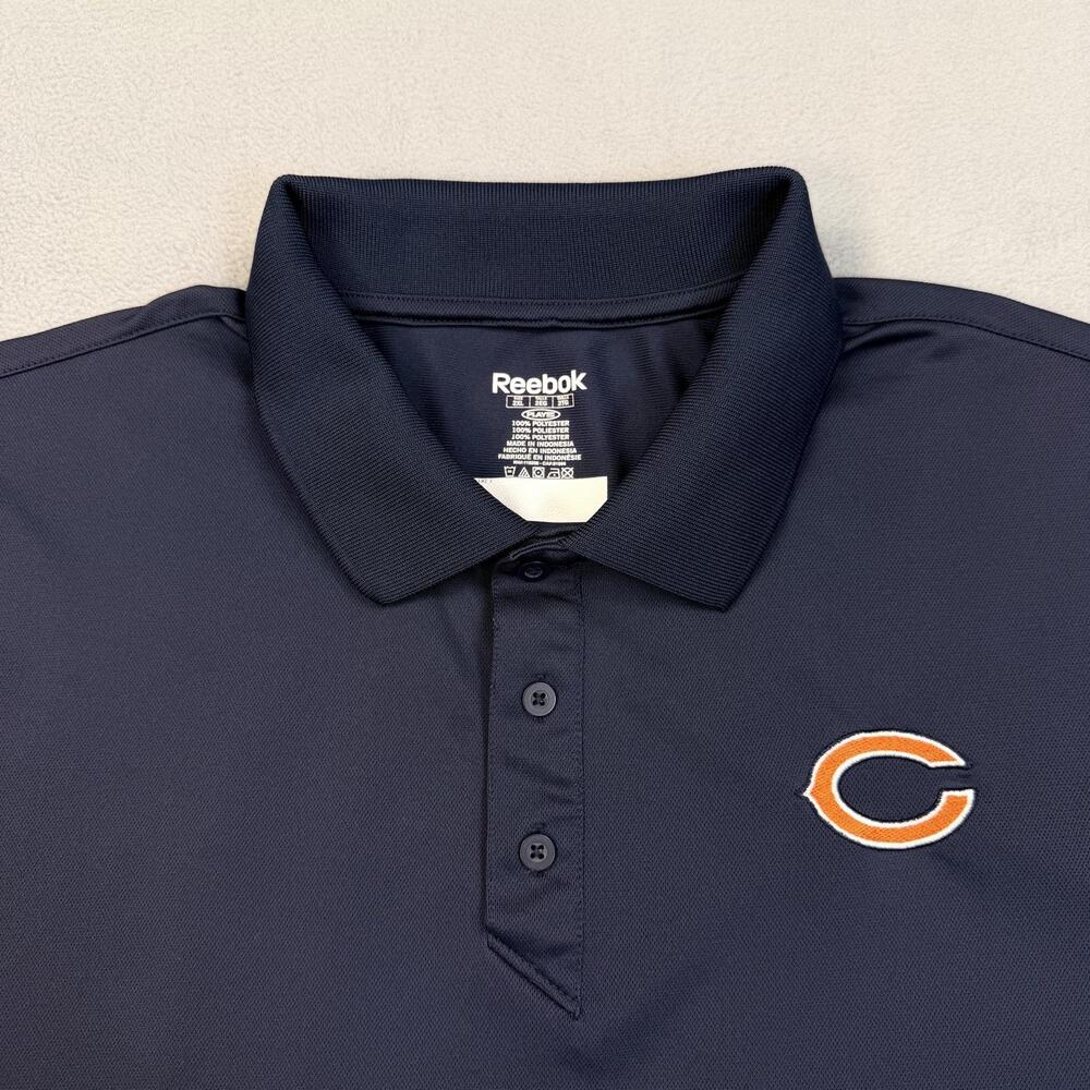 Chicago Bears Polo Shirt Mens 2XL Blue NFL Football Reebok PlayDry Short Sleeve